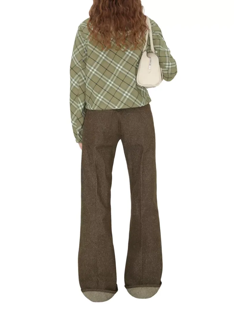 Cropped Reversible Check Hooded Jacket