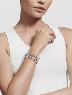 Crossover Cuff Bracelet In Sterling Silver With Diamonds, 27.5mm