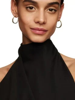 Crossover Hoop Earrings In Sterling Silver With 18k Yellow Gold, 26.5mm