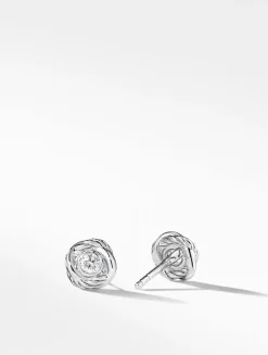 Crossover Infinity Stud Earrings In 18k White Gold With Diamonds