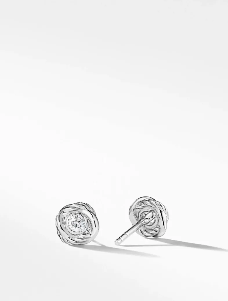 Crossover Infinity Stud Earrings In 18k White Gold With Diamonds