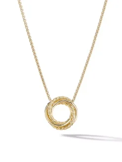 Crossover Pendant Necklace In 18k Yellow Gold With Pavé Diamonds