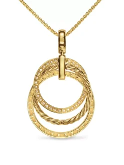 Crossover Trio Pendant Necklace In 18k Yellow Gold With Diamonds, 24mm