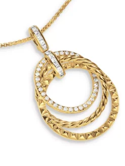 Crossover Trio Pendant Necklace In 18k Yellow Gold With Diamonds, 24mm