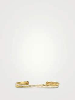 Crossover Two Row Bracelet In 18k Yellow Gold With Diamonds, 6mm