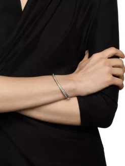 Crossover Two Row Bracelet In Sterling Silver With Diamonds, 6mm