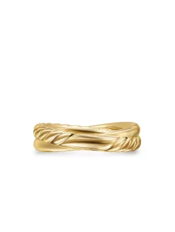 Crossover Two Row Ring In 18k Yellow Gold With Diamonds, 5mm