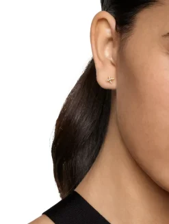 Crossover X Stud Earrings In 18k Yellow Gold With Diamonds, 6mm