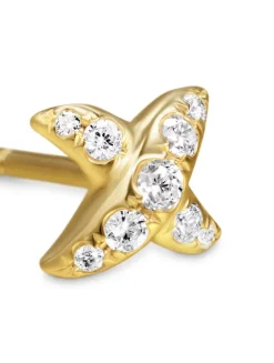 Crossover X Stud Earrings In 18k Yellow Gold With Diamonds, 6mm