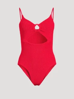 Crystal Cut-Out One-Piece Swimsuit