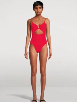 Crystal Cut-Out One-Piece Swimsuit