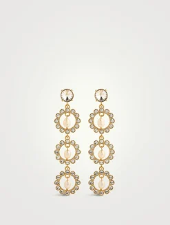 Crystal Disc Triple Drop Earrings