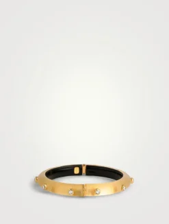 Crystal Studded Lucite Hinge Bangle Bracelet