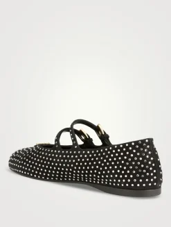 Crystal Suede Mary Jane Ballet Flats
