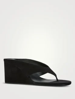 Cube Suede Wedge Thong Mules