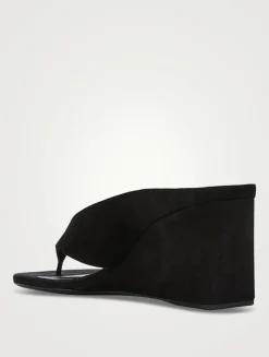 Cube Suede Wedge Thong Mules