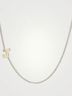Customizable Love Letter 14K Gold J Necklace With Diamond