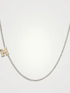 Customizable Love Letter 14K Gold M Necklace With Diamond