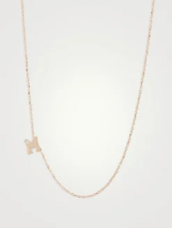 Customizable Love Letter 14K Gold M Necklace With Diamond