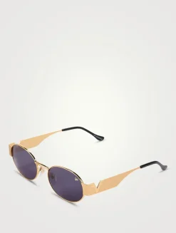 Cypher 24K Gold Plated Oval Sunglasses