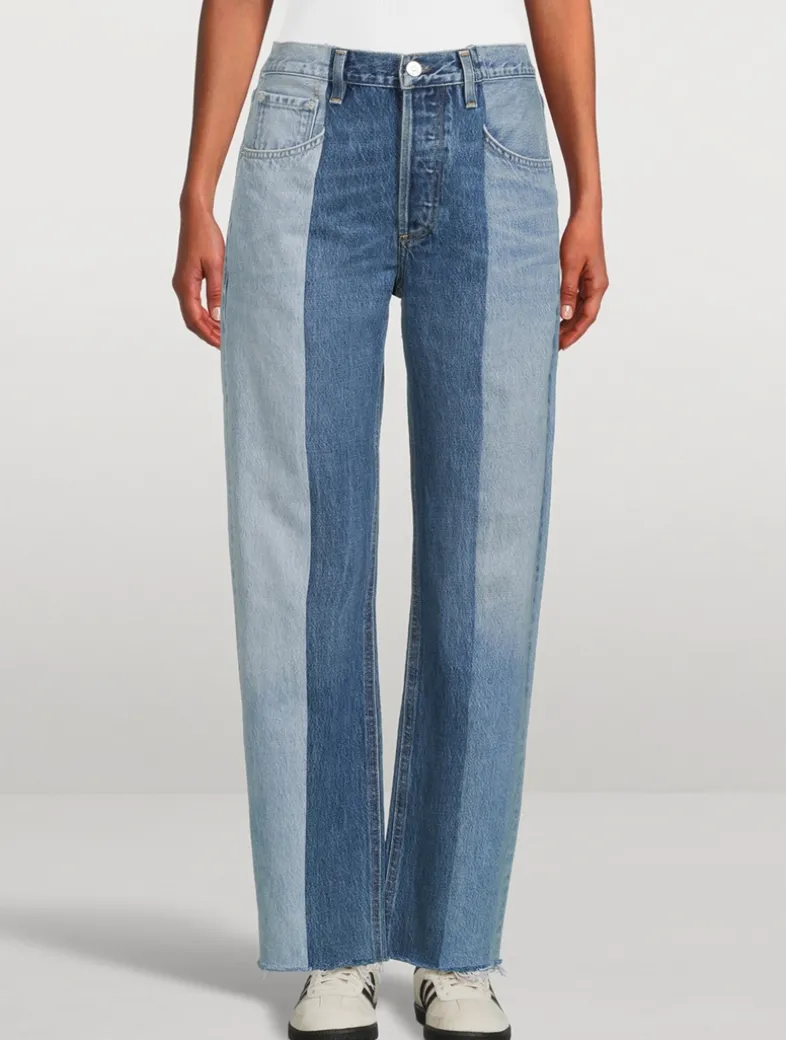 Dahlia Patchwork Tapered-Leg Jeans