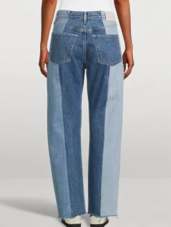 Dahlia Patchwork Tapered-Leg Jeans