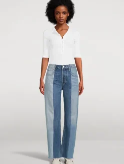 Dahlia Patchwork Tapered-Leg Jeans