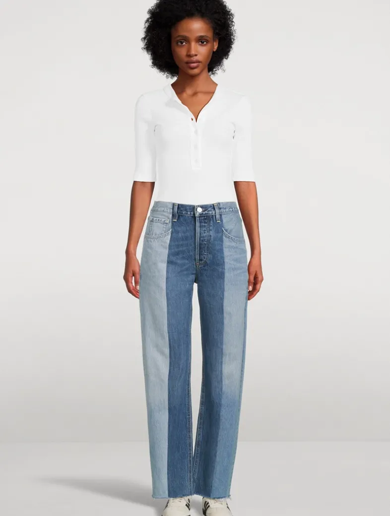 Dahlia Patchwork Tapered-Leg Jeans