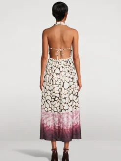 Deana Mixed-Print Poplin Halter Dress