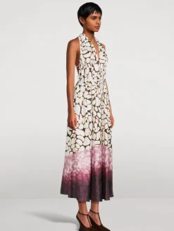 Deana Mixed-Print Poplin Halter Dress
