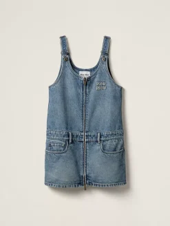 Denim And Poplin Zipper Dress