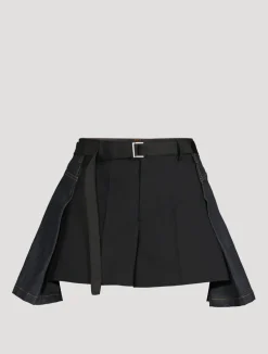 Denim Suiting Mix Shorts