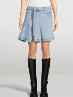 Denim Wrap Mini Skirt