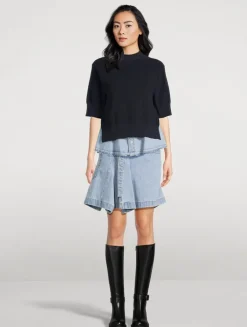 Denim Wrap Mini Skirt