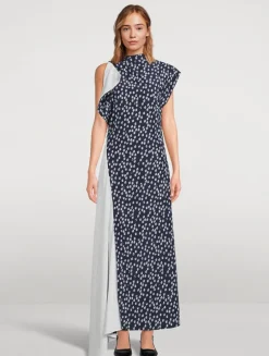 Devyn Asymmetric Dress In Floral Print