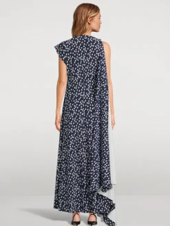 Devyn Asymmetric Dress In Floral Print