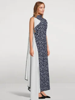 Devyn Asymmetric Dress In Floral Print