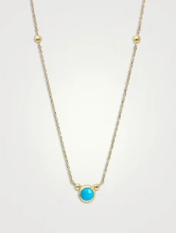 Dew Drop Bonheur 14K Gold Birthstone Necklace With Turquoise
