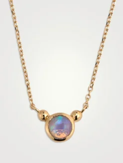 Dew Drop Bonheur 14K Gold Opal Birthstone Necklace
