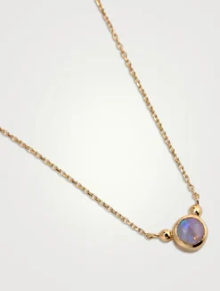 Dew Drop Bonheur 14K Gold Opal Birthstone Necklace