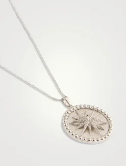 Dew Drop Eve Silver Celestial Burst Medallion Necklace