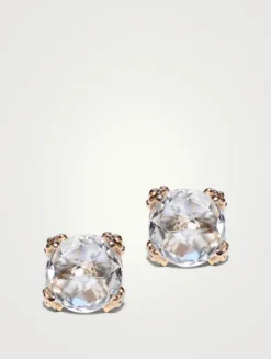 Dew Drop Gold Cluster Earrings With White Topaz