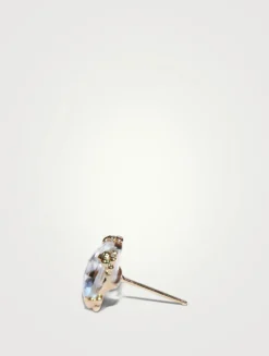 Dew Drop Gold Cluster Earrings With White Topaz