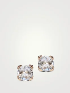 Dew Drop Gold Cluster Earrings With White Topaz