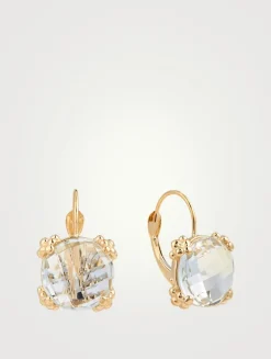 Dew Drop 14K Gold Cluster Earrings With Topaz
