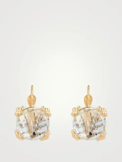 Dew Drop 14K Gold Cluster Earrings With Topaz