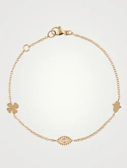 Dew Drop 14K Gold Good Luck Charm Bracelet With Diamond