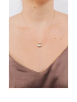 Dew Drop 14K Gold Marine Pendant Necklace With Clear Topaz