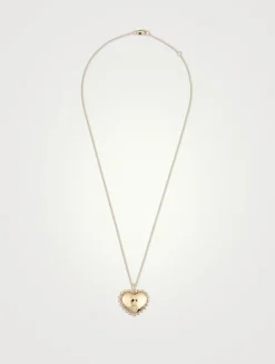 Dew Drop 14K Gold Mini Heart Locket Necklace With Diamond