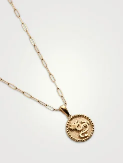 Dew Drop 14K Gold Year Of The Dragon Medallion Necklace